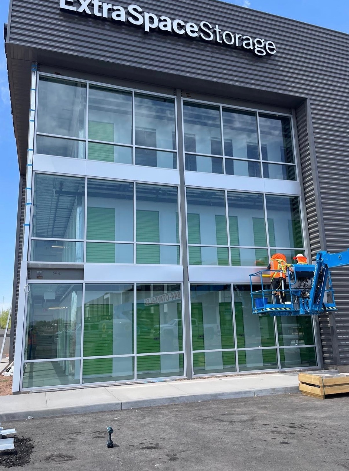 Extra Space Storage commercial storefront glass installation by America Glass LLC